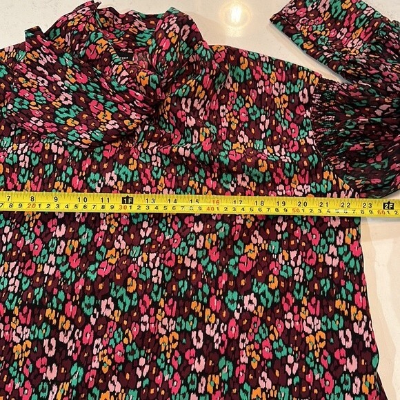 Who What Wear Women's Balloon Long Sleeve Soft Bow Cheetah Print Blouse Size M - Picture 14 of 15